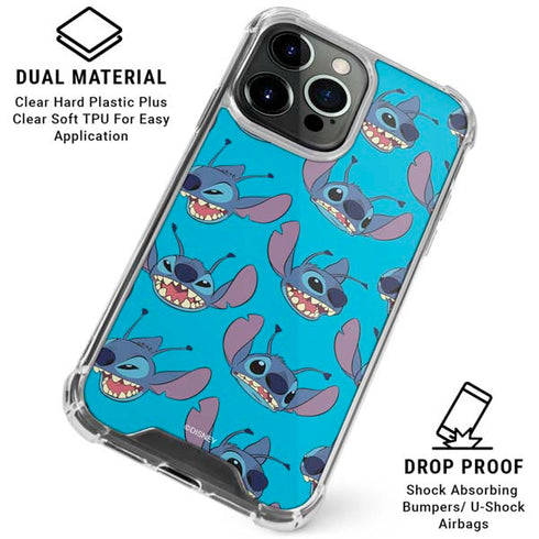 Disney Lilo and Stitch Face Expression Pattern iPhone 16 Pro Max Clear Case